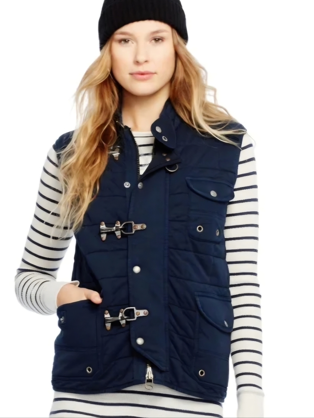 POLO RALPH LAUREN Vintage Naval Tailors Quilted Navy Blue Utility Vest Women's L